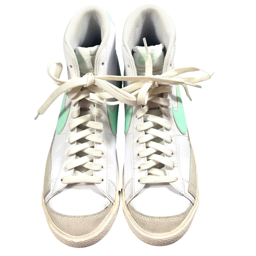 Nike Blazer Mid 77 Women 8.5 White Mint Green Leather High Top Sneakers Vintage